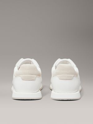 white leather low profile trainers for men calvin klein