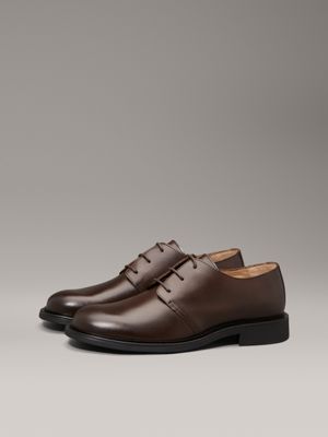 chocolate lab leather lace-up shoes for men calvin klein