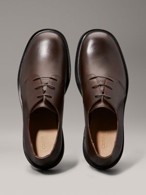 chocolate lab leather lace-up shoes for men calvin klein