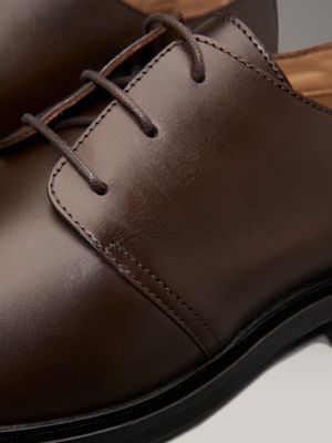 chocolate lab leather lace-up shoes for men calvin klein