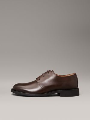 chocolate lab leather lace-up shoes for men calvin klein