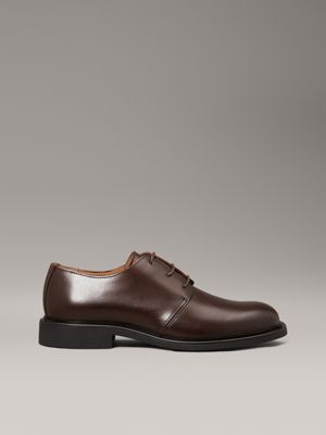 brown leather lace-up shoes for men calvin klein