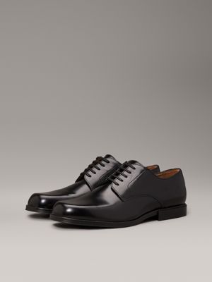 ck black leather lace-up shoes for men calvin klein