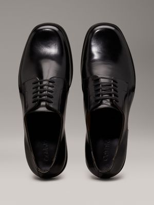 ck black leather lace-up shoes for men calvin klein