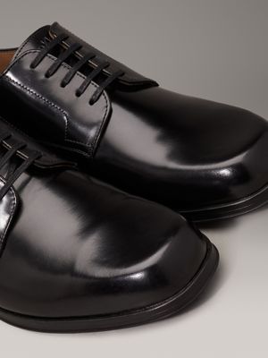 ck black leather lace-up shoes for men calvin klein