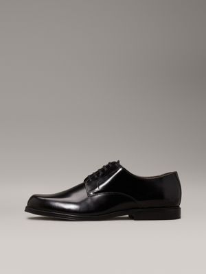 ck black leather lace-up shoes for men calvin klein