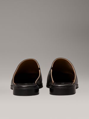 ck black leather mules for men calvin klein