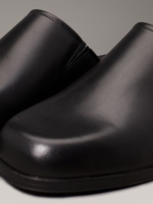 ck black leather mules for men calvin klein