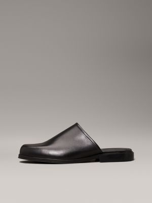 ck black leather mules for men calvin klein