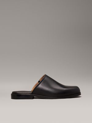 black leather mules for men calvin klein