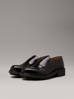 ck black leather loafers for men calvin klein