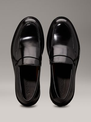 ck black leather loafers for men calvin klein