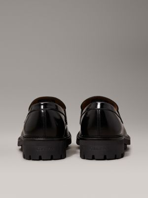 ck black leather loafers for men calvin klein