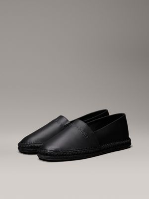 triple black leather espadrilles for men calvin klein