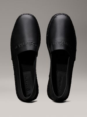 triple black leather espadrilles for men calvin klein