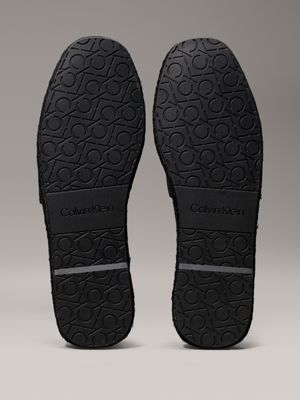 triple black leather espadrilles for men calvin klein