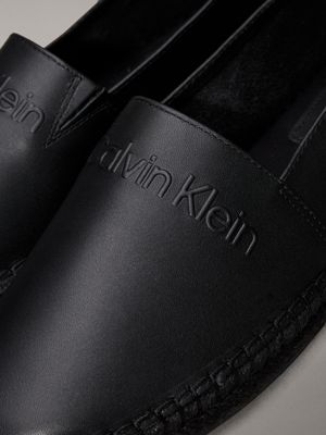 triple black leather espadrilles for men calvin klein