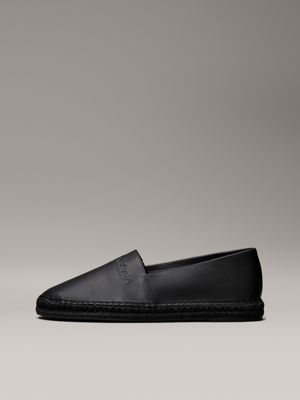 triple black leather espadrilles for men calvin klein