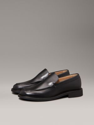 ck black one piece leather loafers for men calvin klein