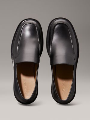 ck black one piece leather loafers for men calvin klein