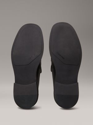 ck black one piece leather loafers for men calvin klein