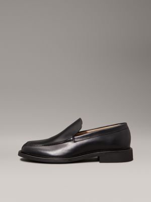 ck black one piece leather loafers for men calvin klein