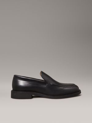 black one piece leather loafers for men calvin klein