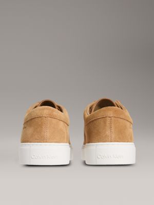 dried oregano/bright white leren hybride veterschoenen met apron punt voor heren - calvin klein