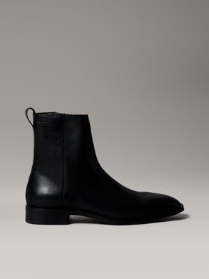 black leather zip ankle boots for men calvin klein
