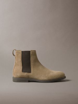 brown suède chelsea-laarzen voor heren - calvin klein