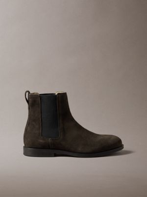 stivaletti chelsea in camoscio brown da uomini calvin klein