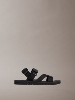 black adjustable webbing sandals for men calvin klein