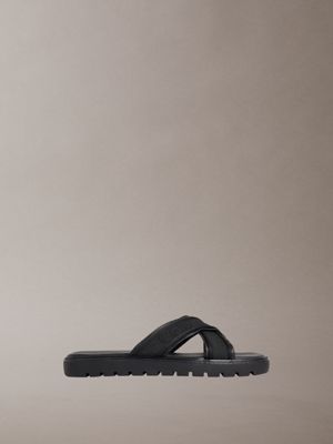 black luxor - logo lightweight lug sandals for men calvin klein