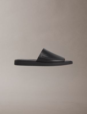 black alonso - leather slider sandals for men calvin klein