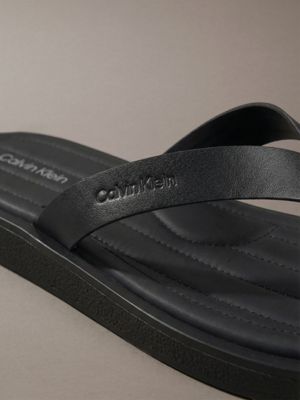 triple black alonso - skórzane sandały z japonkami dla mężczyźni - calvin klein