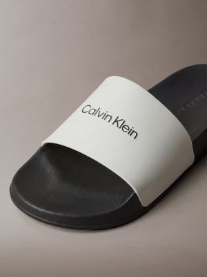 black/bright white nemo - contoured logo sliders for men calvin klein