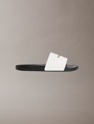 white nemo - contoured logo sliders for men calvin klein