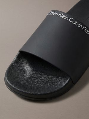 ck black contoured logo sliders for men calvin klein