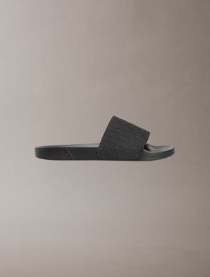 black nemo - contoured emblem logo sliders for men calvin klein