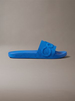 nemo - ciabatte con emblem logo sagomato blue da uomini calvin klein