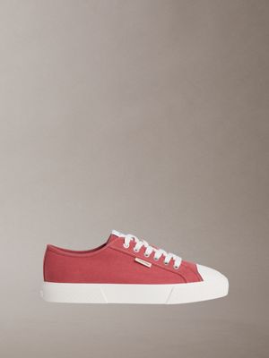 red ck leo - sneakers met logo van katoen canvas voor heren - calvin klein