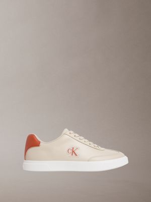beige brooke - leather signature logo trainers for men calvin klein
