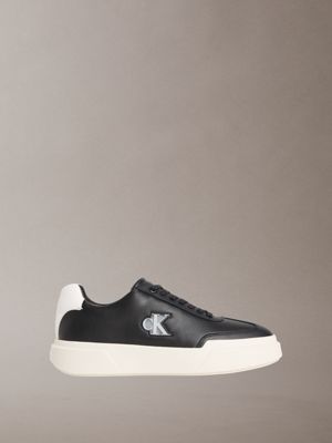 black ck avenue - leather logo trainers for men calvin klein