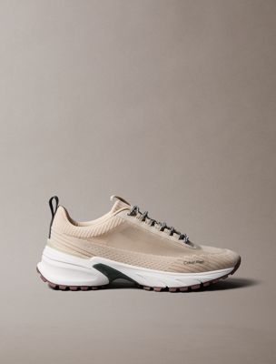 beige trailblazer - gebreide hardloopsneakers van mesh mix voor heren - calvin klein