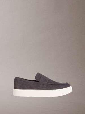 grey athena - suede hybrid cupsole loafers for men calvin klein