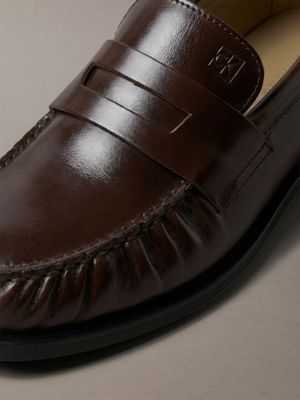 bordeaux theo - leather pleated penny loafers for men calvin klein
