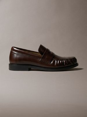 purple theo - leather pleated penny loafers for men calvin klein