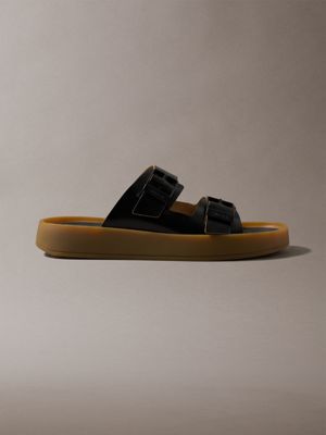 black ck milo - leather buckle sandals for men calvin klein