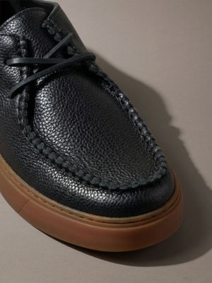 black/gum leather hybrid derby shoes for men calvin klein