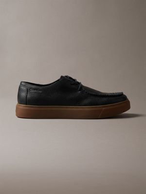 black leather hybrid derby shoes for men calvin klein